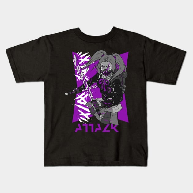 Anime Ninja Girl Design, For Truly Anime Lovers! Anime Samurai Girl, Manga Samurai Girl, Katana Kids T-Shirt by Redboy